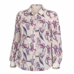 PrettyLittleThing Plus Cream Purple Floral Tulip Button Down Blouse US 16 NWT